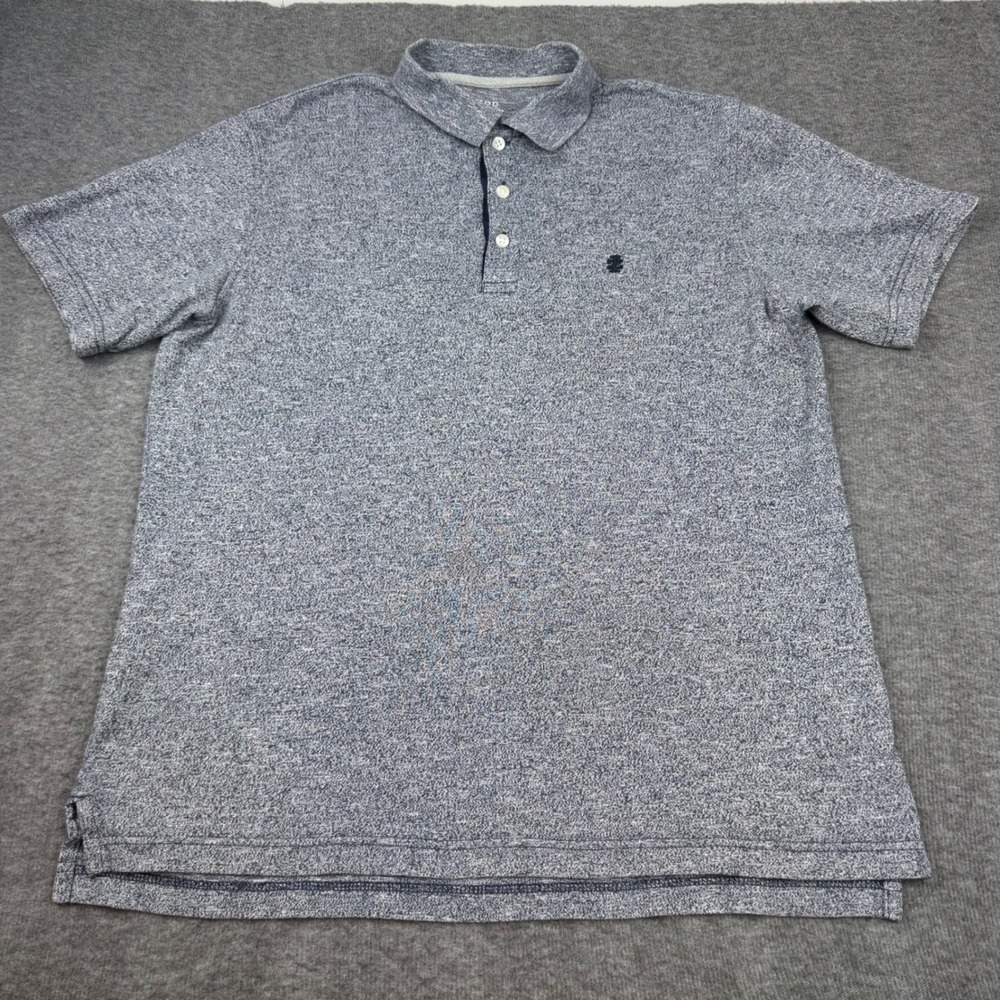 IZOD Polo Shirt Men's Medium Blue Saltwater Relaxed Classics Heathered Cotton